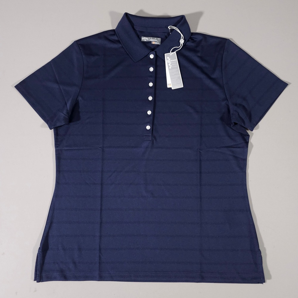 Callaway Golf Polo Women Large Peacoat Navy Blue Opti-Dri Short Sleeve CGW437